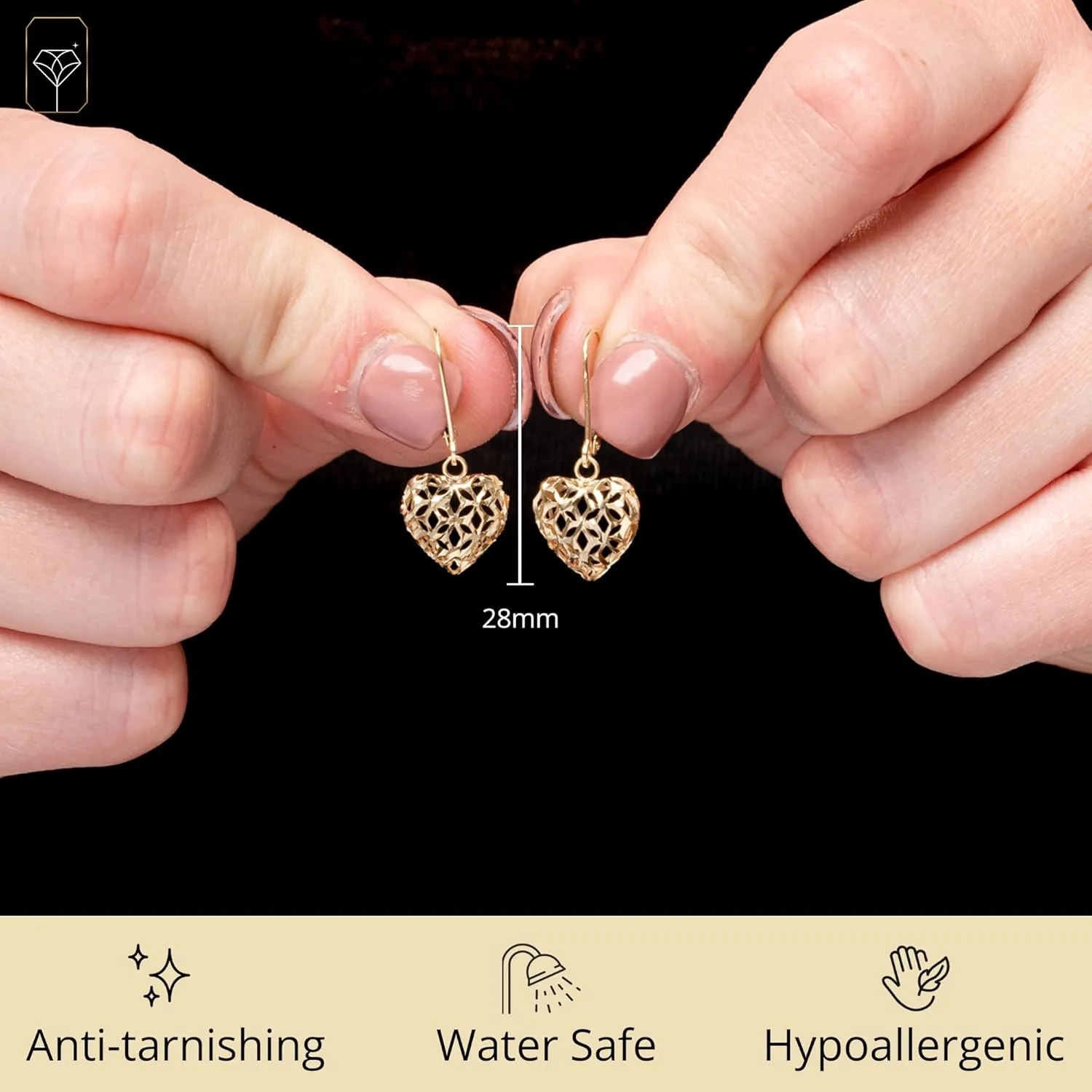 14K Filigree Gold Earrings for Women | Gold Dangle Earrings with Secure Leverback | Hypoallergenic and Lightweight Drop Earrings for Women by MAX   STONE