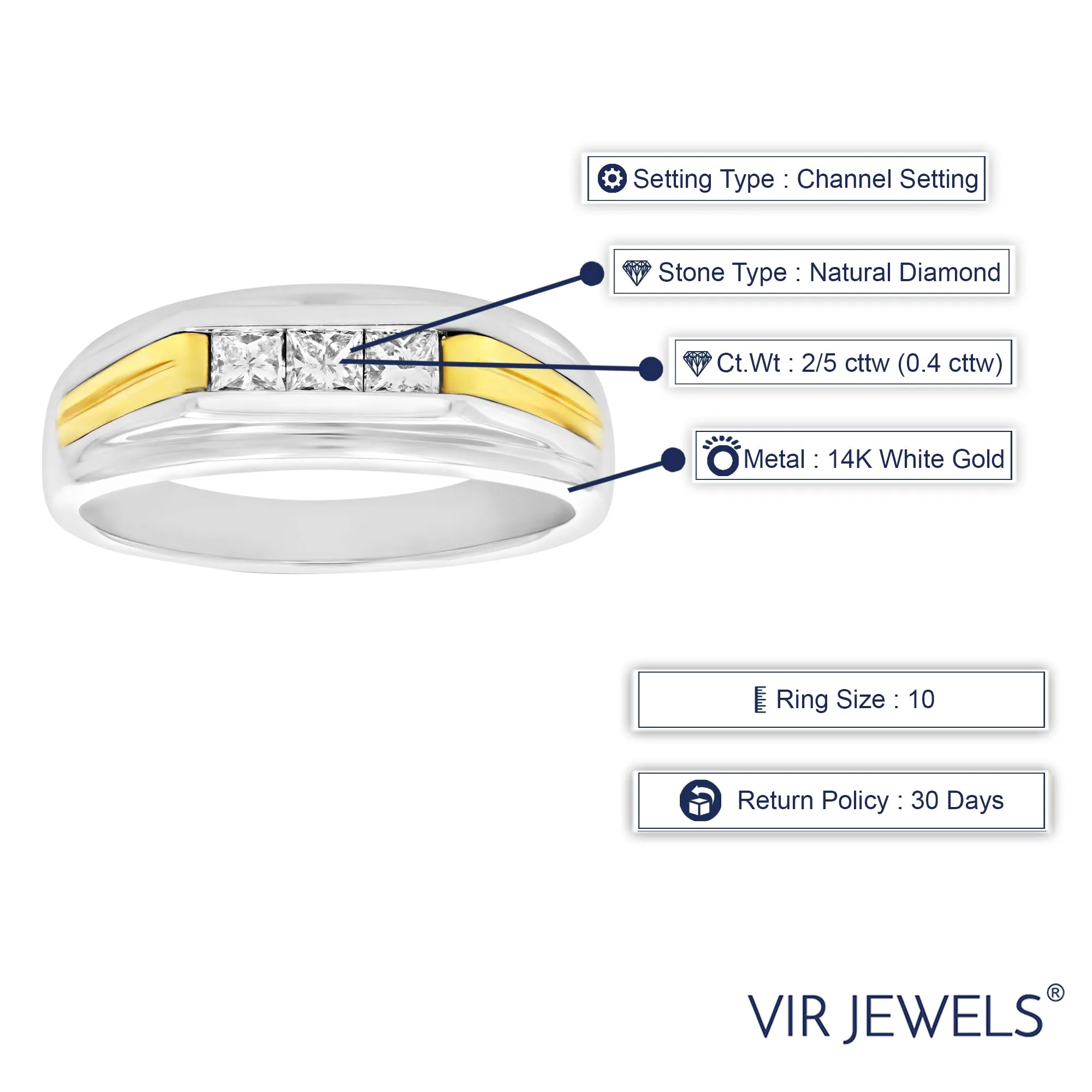 2/5 cttw Diamond Men's Engagement Ring in 14K Two Tone Gold