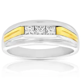 2/5 cttw Diamond Men's Engagement Ring in 14K Two Tone Gold