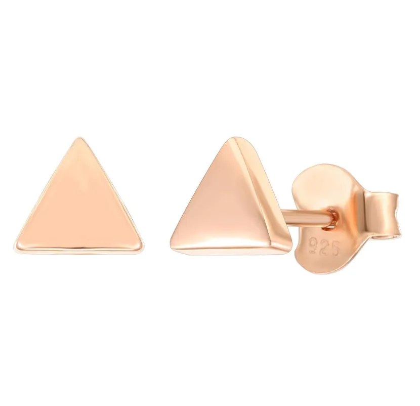 5mm Round Rose Gold Color Metal Alloy Earring Silver Heart Earring Womens Small Gold Triangle Earrings