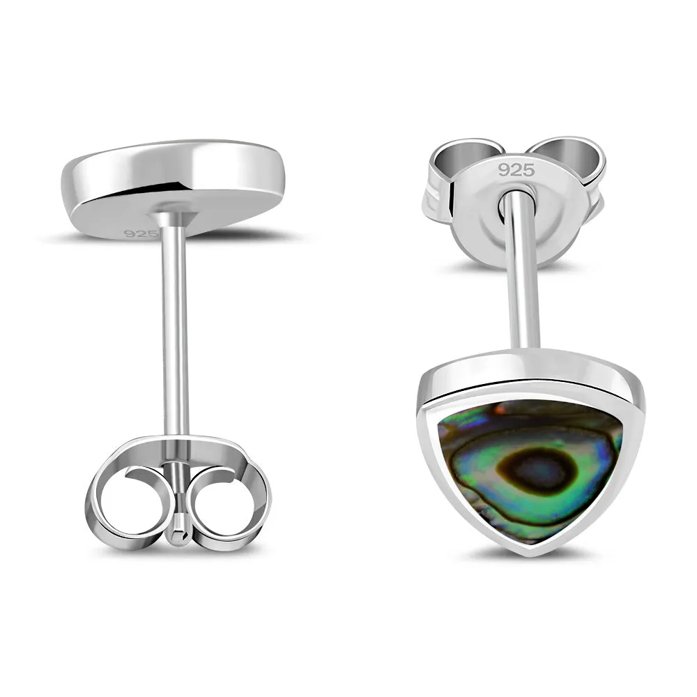 7.00mm | Abalone Shell Reuleaux Triangle Silver Stud Earrings