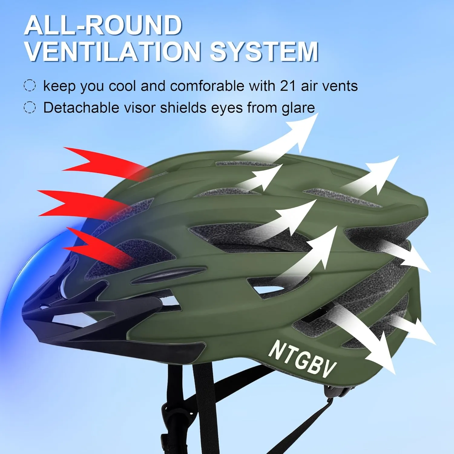 Adult Bike Helmet for Men/Women with Helmet Bag 2 Removable Moisture-Wicking Liners & Visors Lightweight Shockproof Adjustable Design CPSC 1203 & EN 1078 Safety Certified for Road/Commute/MTB