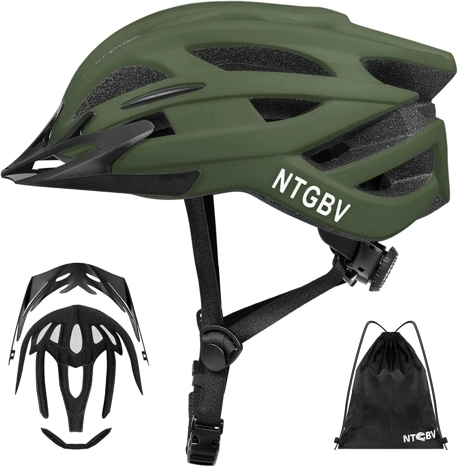 Adult Bike Helmet for Men/Women with Helmet Bag 2 Removable Moisture-Wicking Liners & Visors Lightweight Shockproof Adjustable Design CPSC 1203 & EN 1078 Safety Certified for Road/Commute/MTB