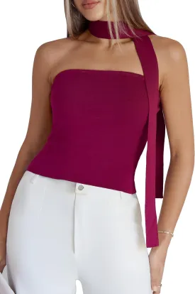 Arach&Cloz Women's Cashmere Blend Non Slip Going Out 2 in 1 Tube Tops with Scarf 2025