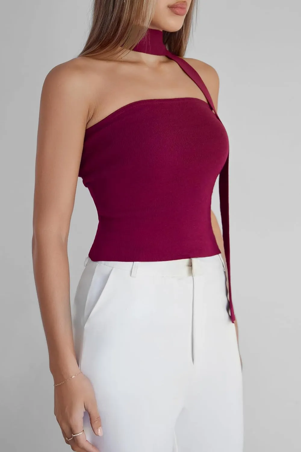 Arach&Cloz Women's Cashmere Blend Non Slip Going Out 2 in 1 Tube Tops with Scarf 2025