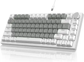 Attack Shark ajazz AK820 75% Mechanical Gaming Keyboard with Knob Hot Swappable Custom Gasket Mounted Keyboard USB-C Wired White LED Linear HP Red Switch for PC/Win/Mac