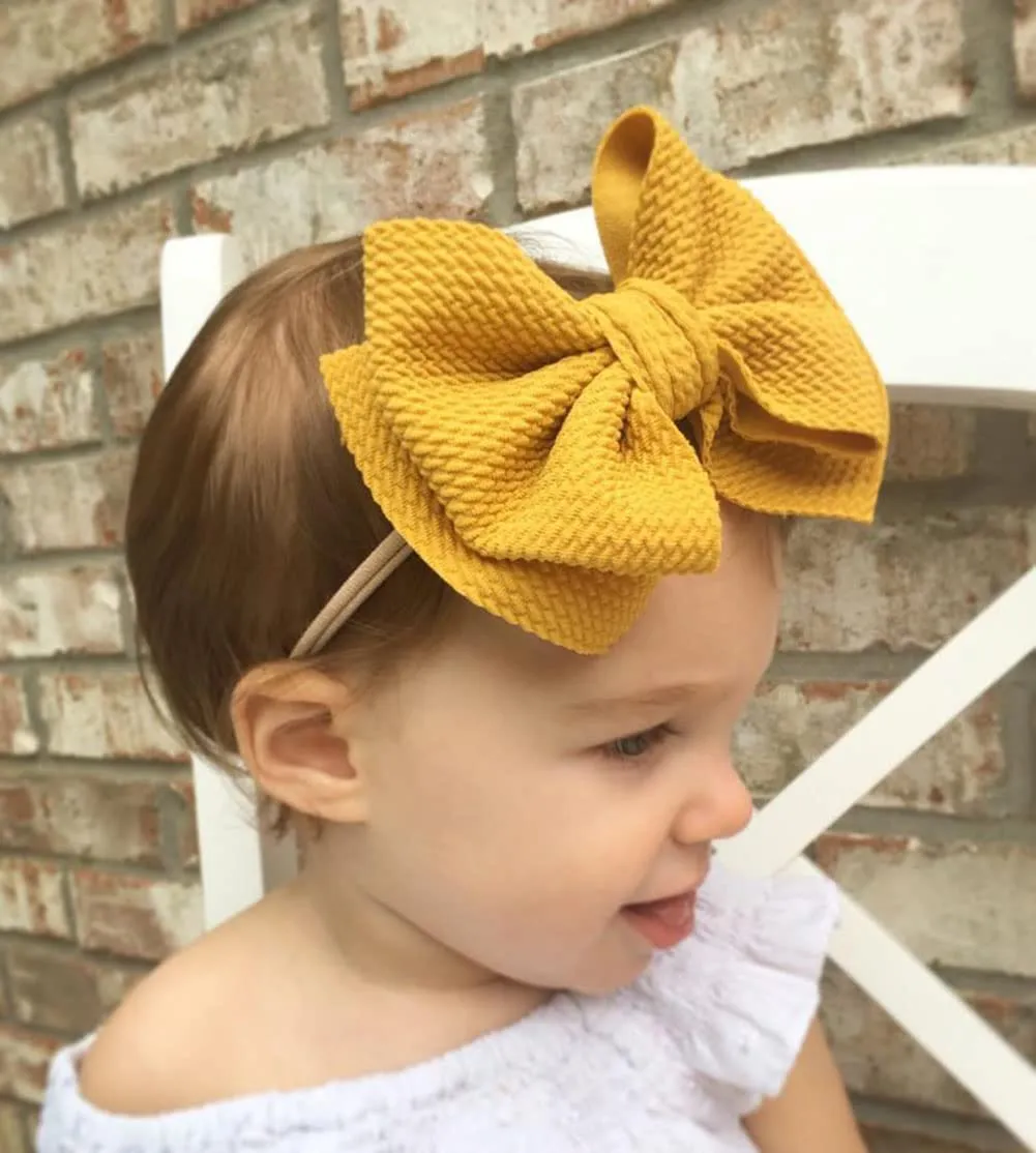 Baby Girl's 5 Inches Soft Double Bow-knot Nylon Headband Toddler Headdress for Photography Party Festivals (Blush Pink)
