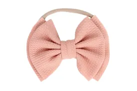 Baby Girl's 5 Inches Soft Double Bow-knot Nylon Headband Toddler Headdress for Photography Party Festivals (Blush Pink)