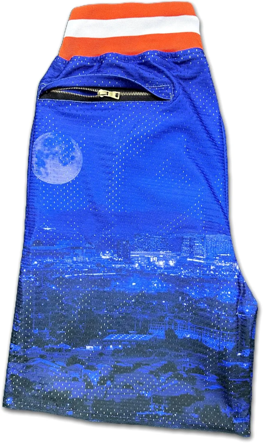 Basketball Shorts City Skyline Night View Zipper Pockets Quick Drying Trunks Fashion Hip-hop Gift for Men Gym Running