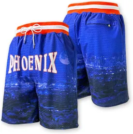 Basketball Shorts City Skyline Night View Zipper Pockets Quick Drying Trunks Fashion Hip-hop Gift for Men Gym Running