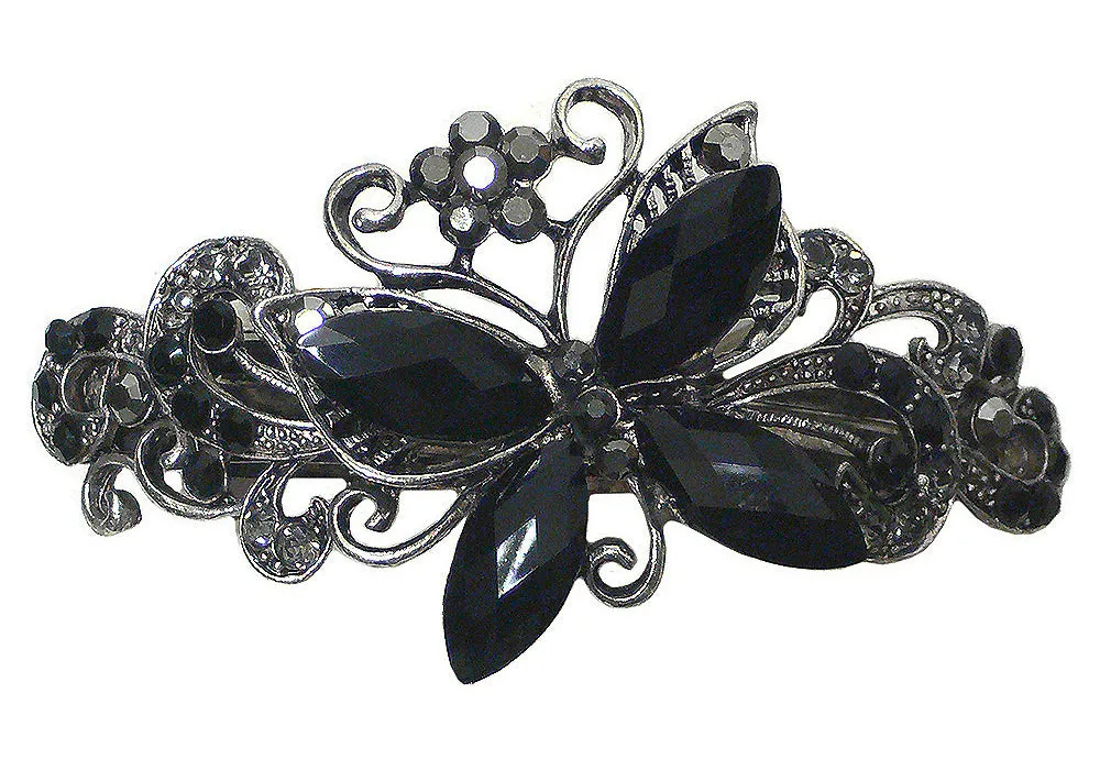 Bella Large Butterfly Barrette Sparkly Crystals French Clasp Hair Clip U86800-0053