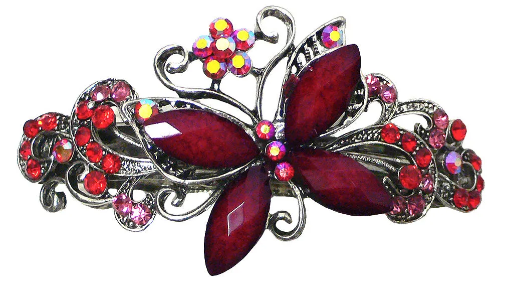 Bella Large Butterfly Barrette Sparkly Crystals French Clasp Hair Clip U86800-0053