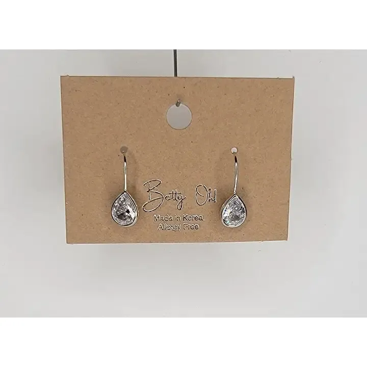 Betty Oh Silver Teardrop Fishhook Earrings