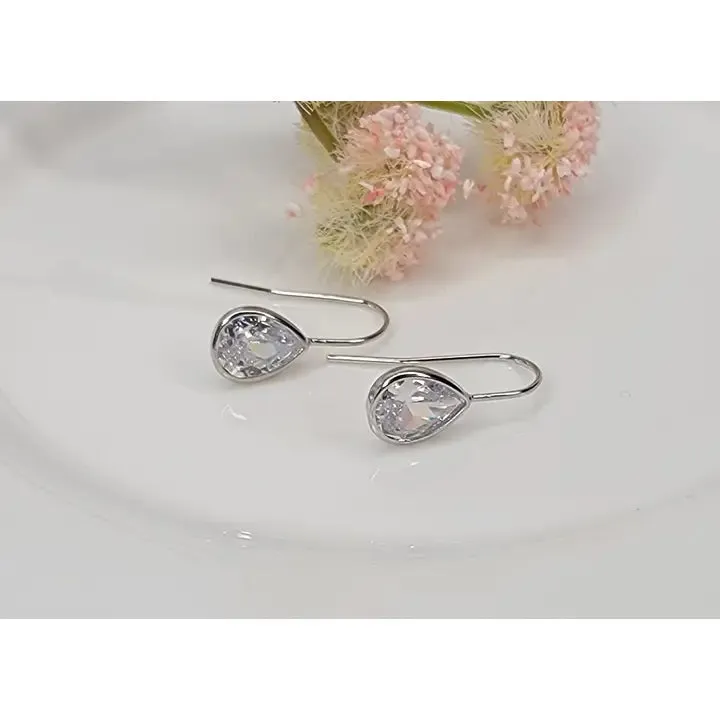 Betty Oh Silver Teardrop Fishhook Earrings