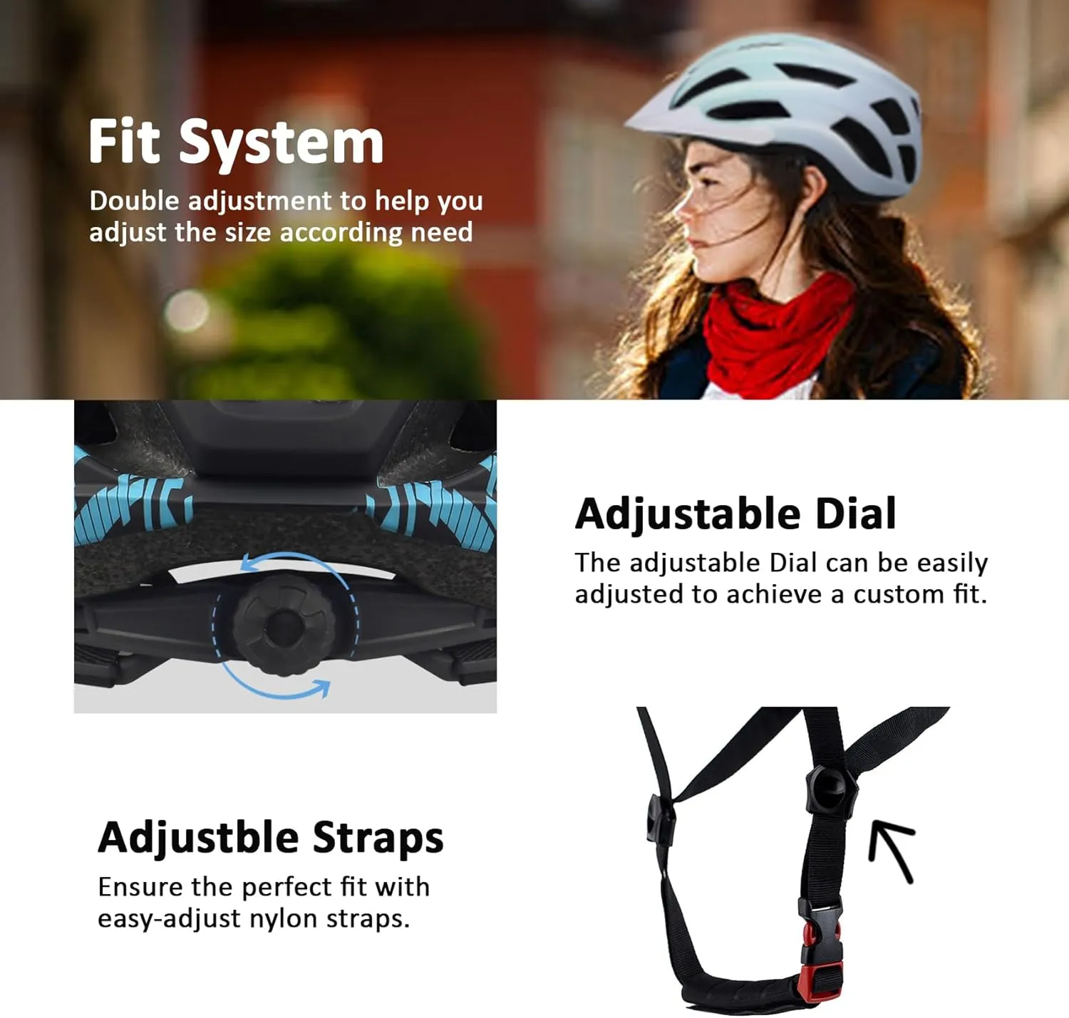 Bike Helmet for Adults Women Men Youth Kids, Lightweight Mountain Road Bicycle Cycling Helmets with Adjustable Dial, 2 Detachable Visor