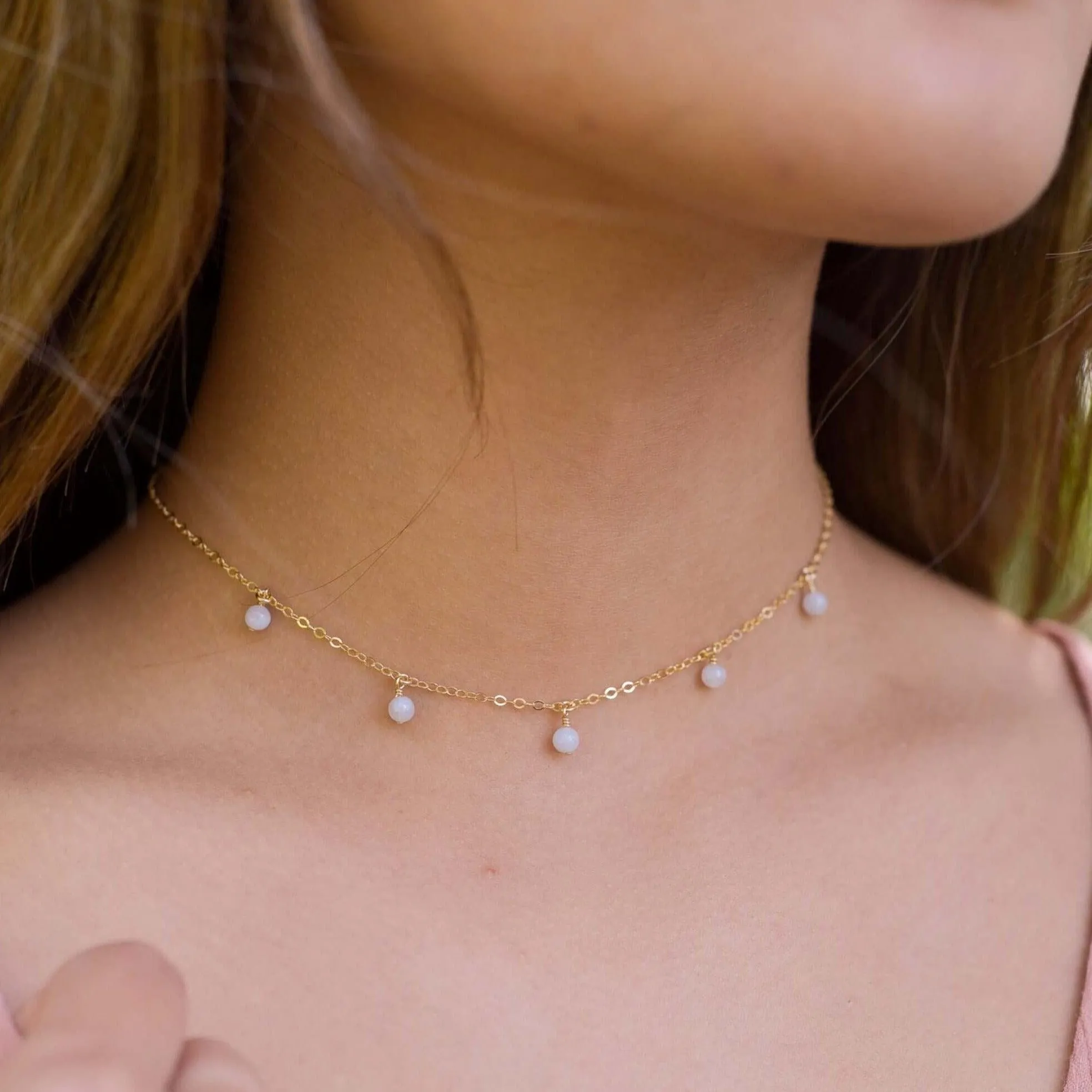 Blue Lace Agate Bead Drop Choker