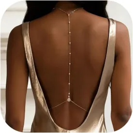 Bride Backless Rhinestone Waterdrop Body Chain Belly Waist Necklace