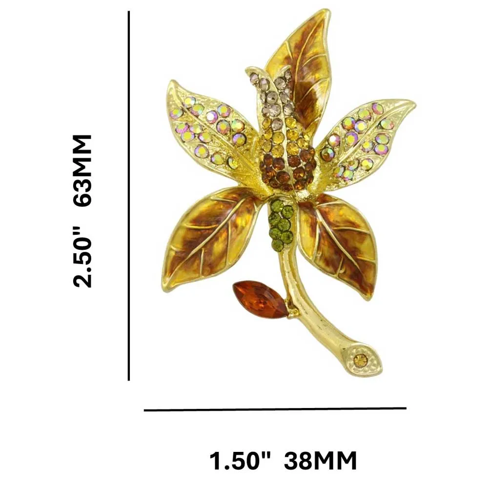 Brown Enamel Crystal Tulip Flower Brooch Pin - PRL038