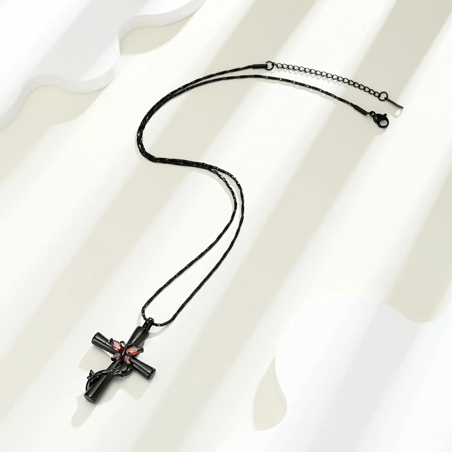 Butterfly Cross Urn Necklace for Ashes Birthstone Cremation Jewelry for Men Women Ashes Pendant Keepsake Memorial Ash Jewelry
