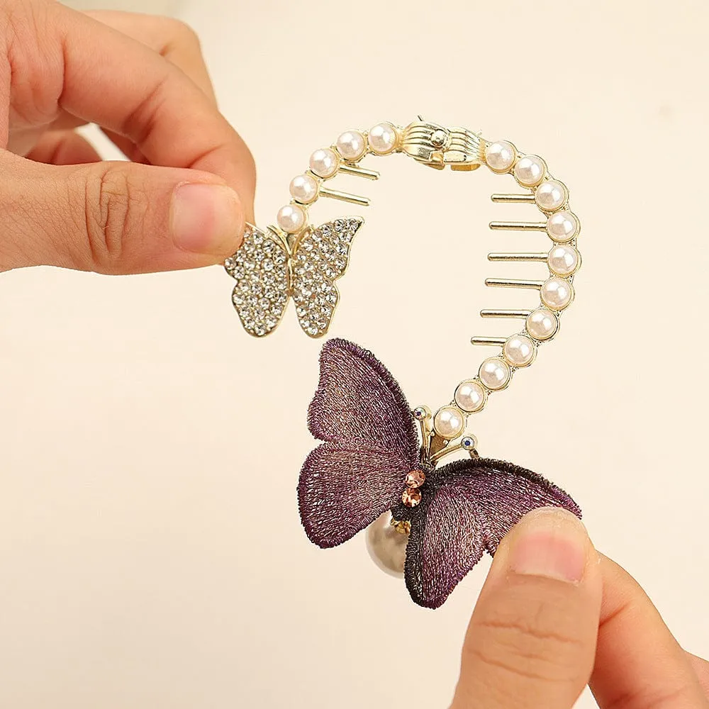 Butterfly Pearl Chignon Hair Clip