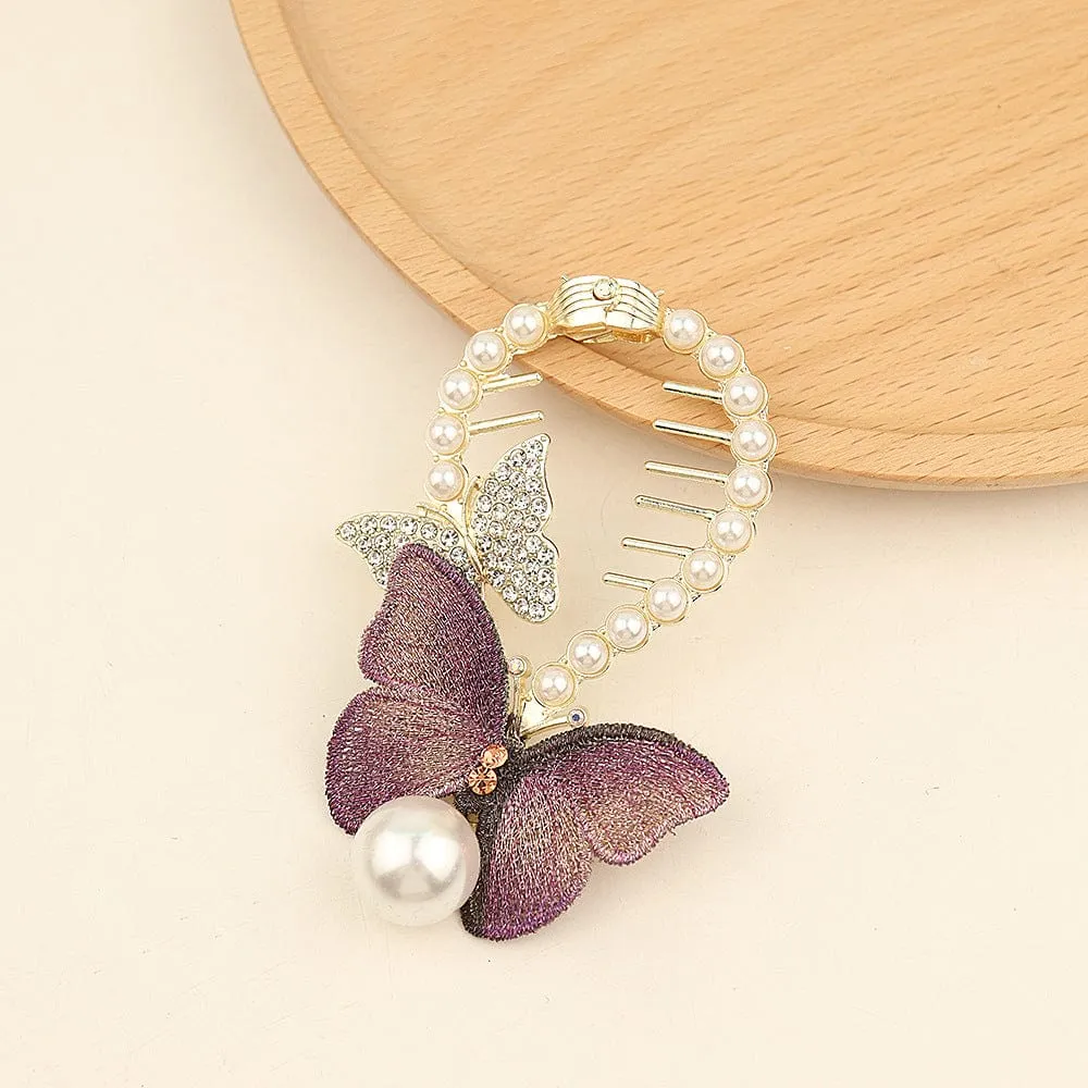 Butterfly Pearl Chignon Hair Clip