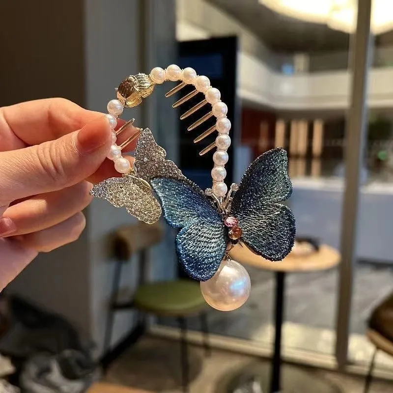 Butterfly Pearl Chignon Hair Clip