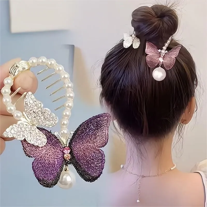 Butterfly Pearl Chignon Hair Clip