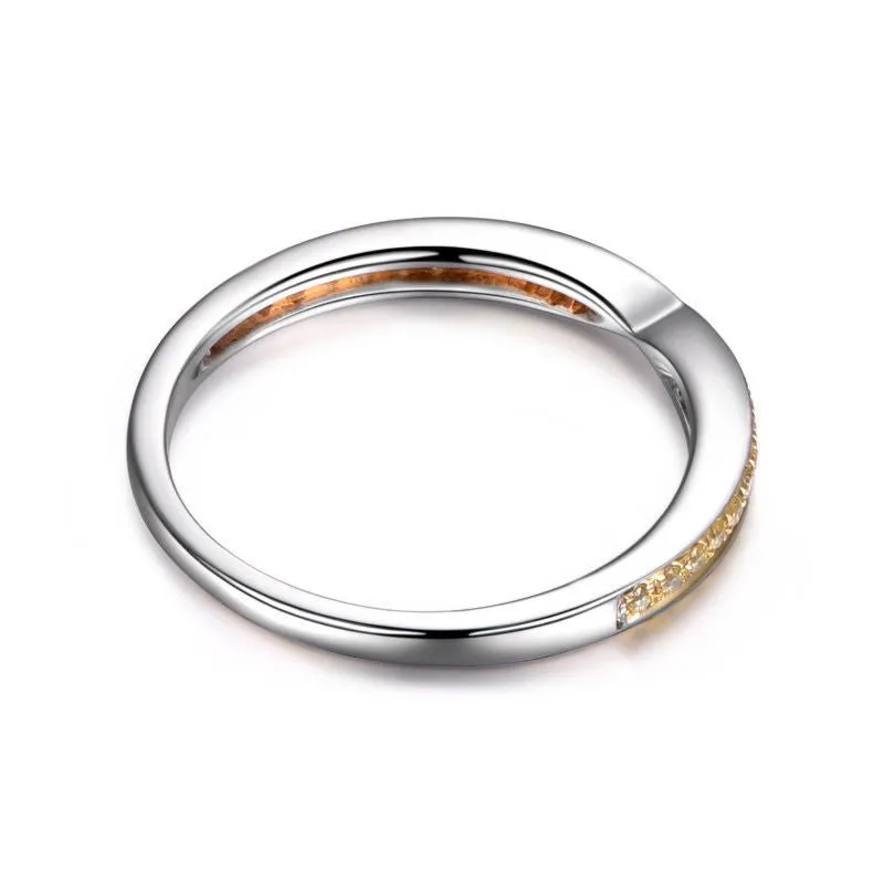 Contemporary Tapered Yellow Diamond Half Eternity Wedding Band