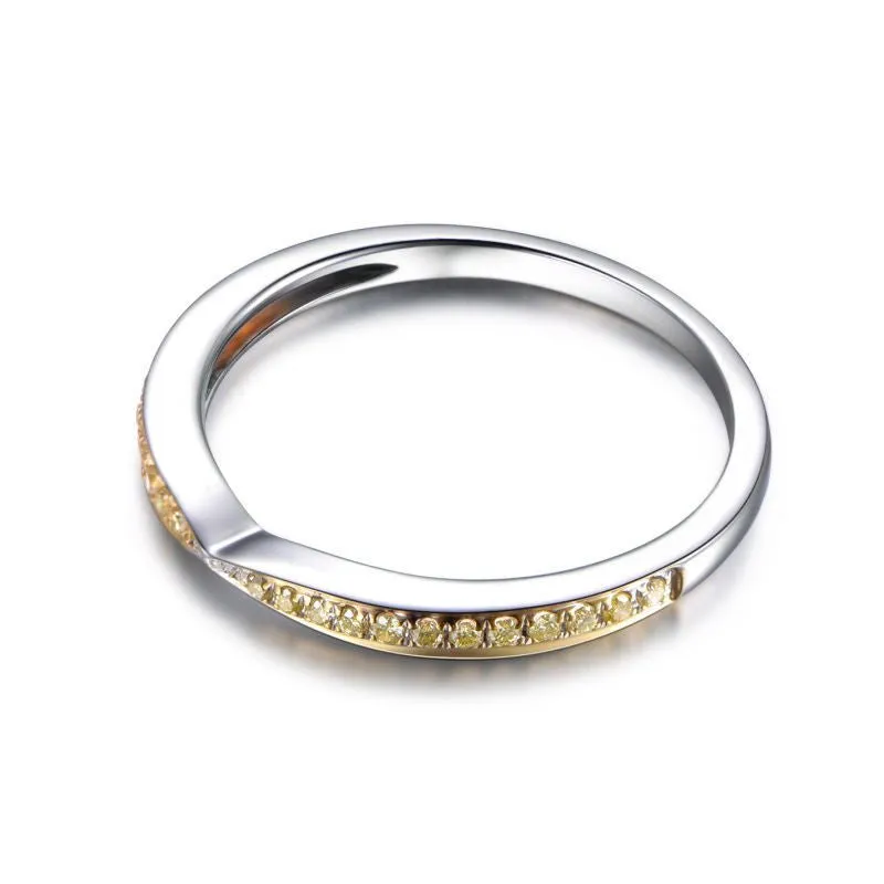 Contemporary Tapered Yellow Diamond Half Eternity Wedding Band