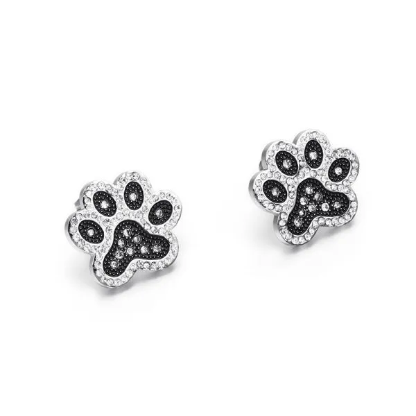 Crystal Paw Stud Earrings