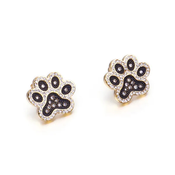 Crystal Paw Stud Earrings