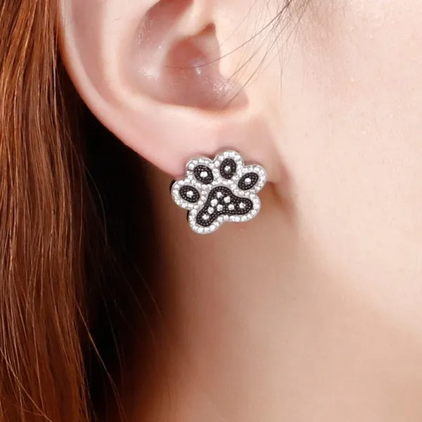 Crystal Paw Stud Earrings