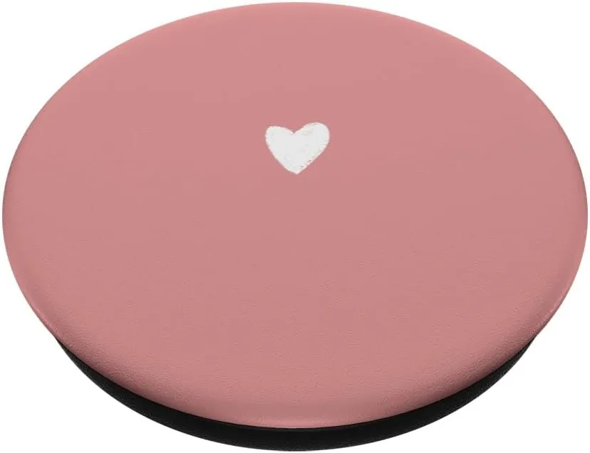 Cute Hand Drawn Minimalist White Lovely Heart in Solid Pink PopSockets PopGrip: Swappable Grip for Phones & Tablets PopSockets Adhesive PopGrip