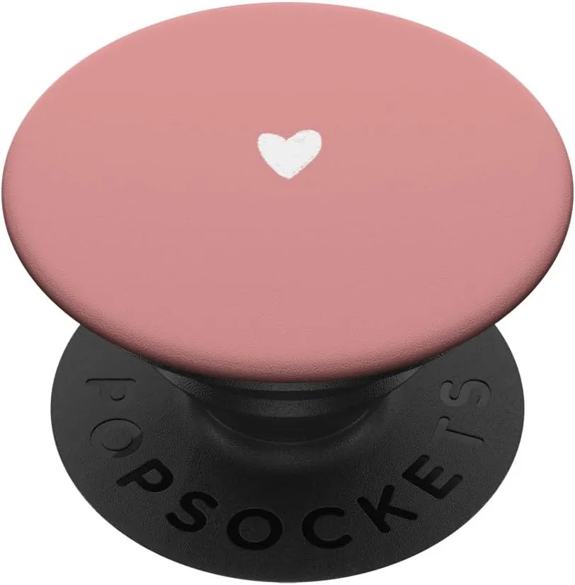 Cute Hand Drawn Minimalist White Lovely Heart in Solid Pink PopSockets PopGrip: Swappable Grip for Phones & Tablets PopSockets Adhesive PopGrip