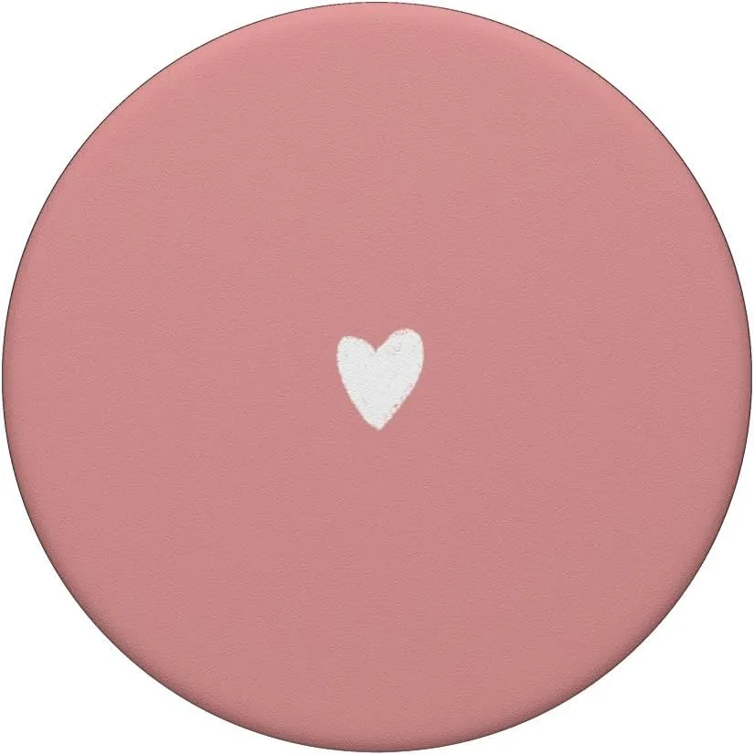 Cute Hand Drawn Minimalist White Lovely Heart in Solid Pink PopSockets PopGrip: Swappable Grip for Phones & Tablets PopSockets Adhesive PopGrip