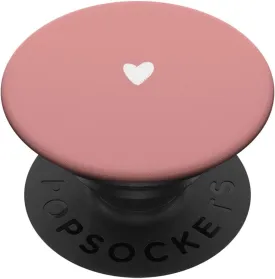 Cute Hand Drawn Minimalist White Lovely Heart in Solid Pink PopSockets PopGrip: Swappable Grip for Phones & Tablets PopSockets Adhesive PopGrip