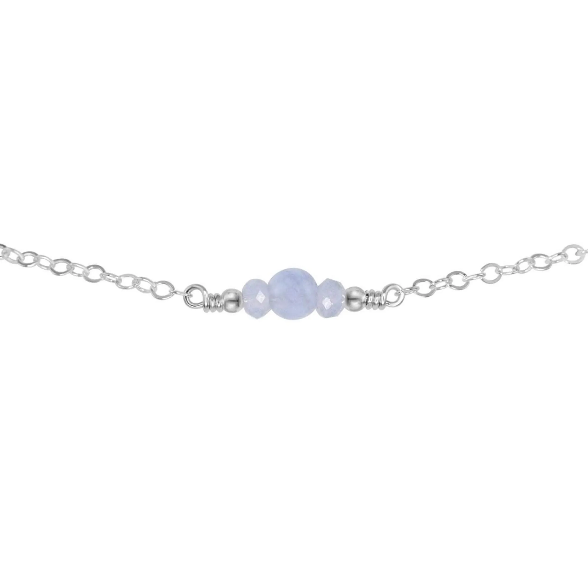 Dainty Blue Lace Agate Gemstone Choker Necklace