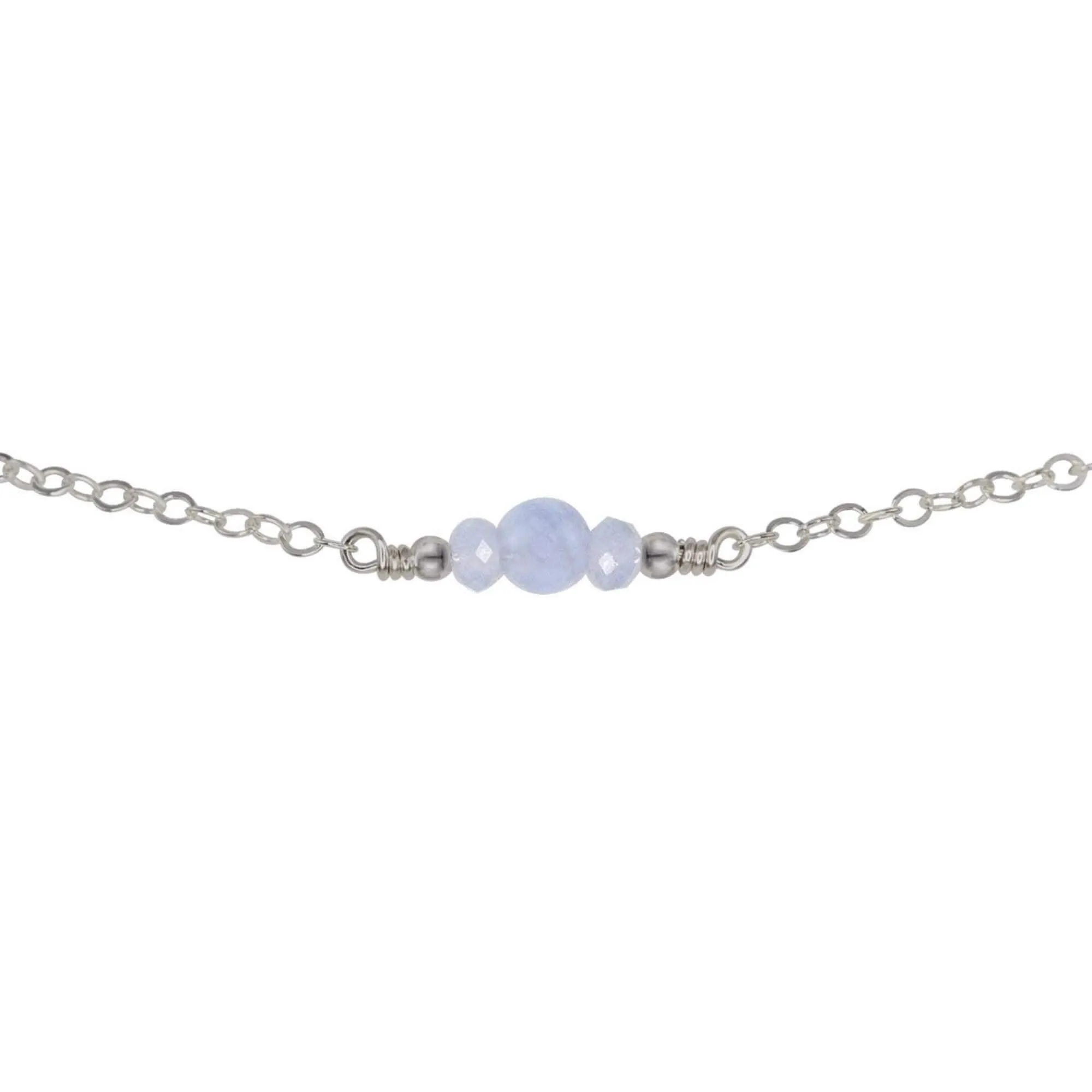 Dainty Blue Lace Agate Gemstone Choker Necklace