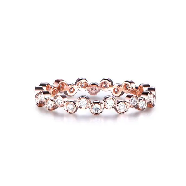Diamond Bubble Ring Eternity  Wedding Band 14K Rose Gold