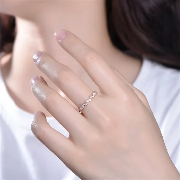 Diamond Bubble Ring Eternity  Wedding Band 14K Rose Gold