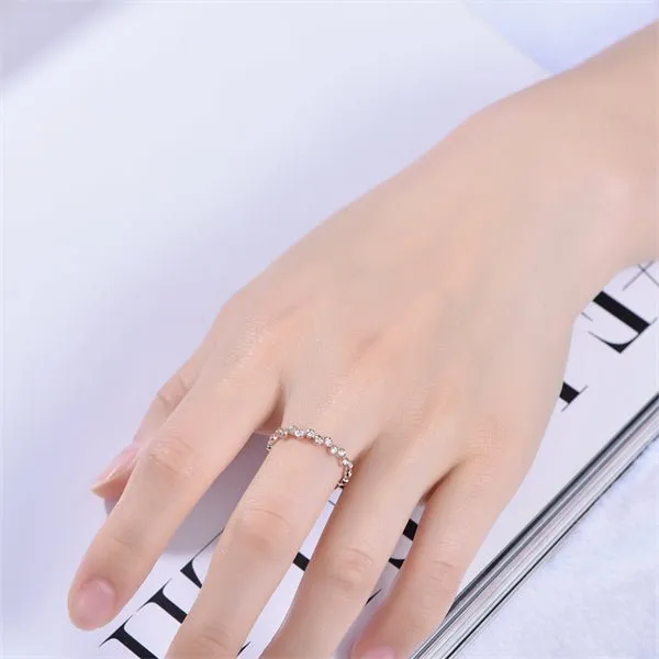 Diamond Bubble Ring Eternity  Wedding Band 14K Rose Gold