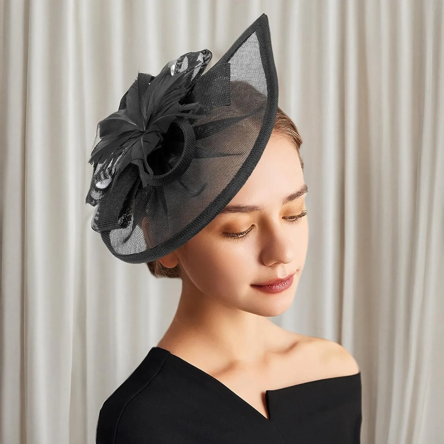 DRESHOW Women Fascinator Hats Tea Party Hat Vintage Pillbox Hat Headband for Cocktail