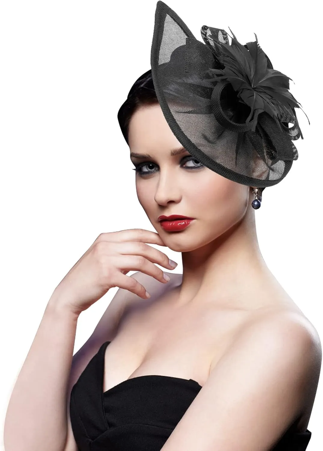 DRESHOW Women Fascinator Hats Tea Party Hat Vintage Pillbox Hat Headband for Cocktail