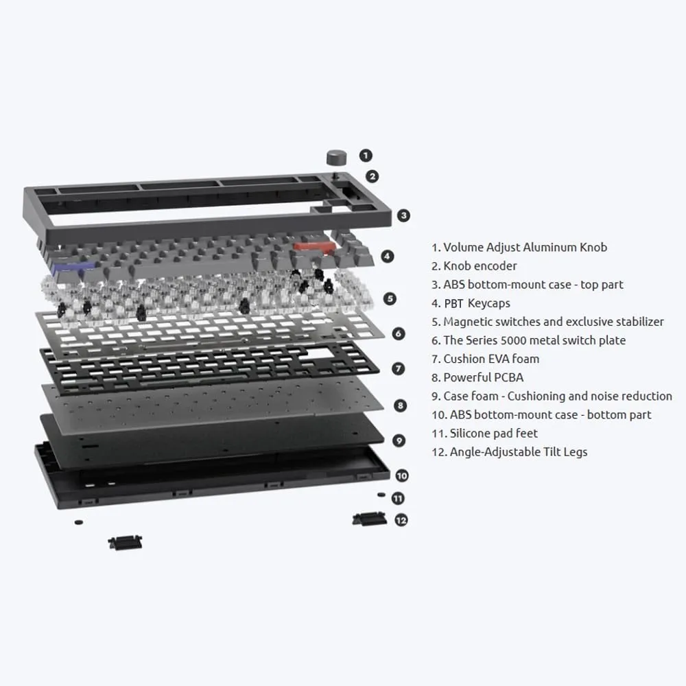 DrunkDeer A75 Rapid Trigger Mechanical Keyboard Magnetic Switch Keyboard Gaming PBT Keycap Double Shot 82Key OEM Profile 75% Layout Compact USB Wired Black