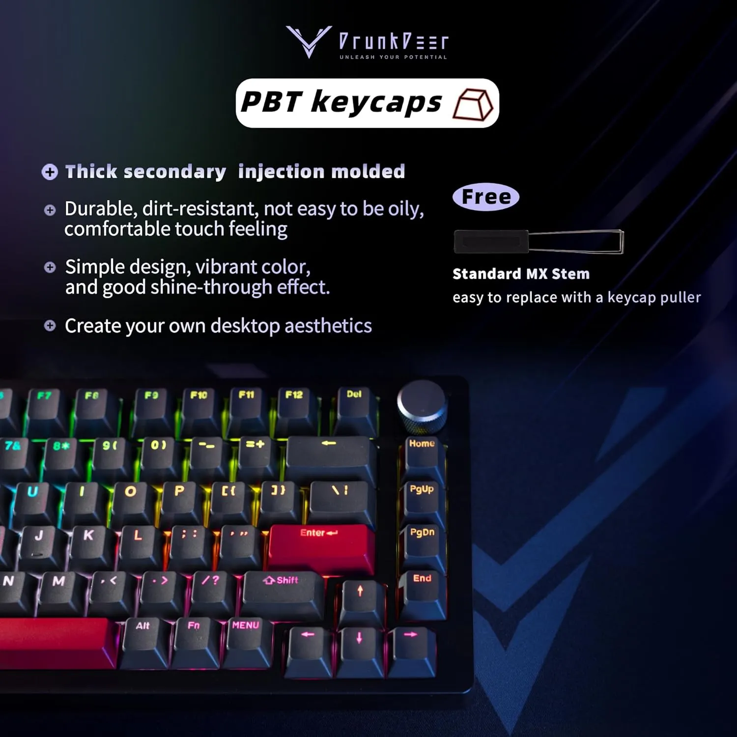 DrunkDeer A75 Rapid Trigger Mechanical Keyboard Magnetic Switch Keyboard Gaming PBT Keycap Double Shot 82Key OEM Profile 75% Layout Compact USB Wired Black
