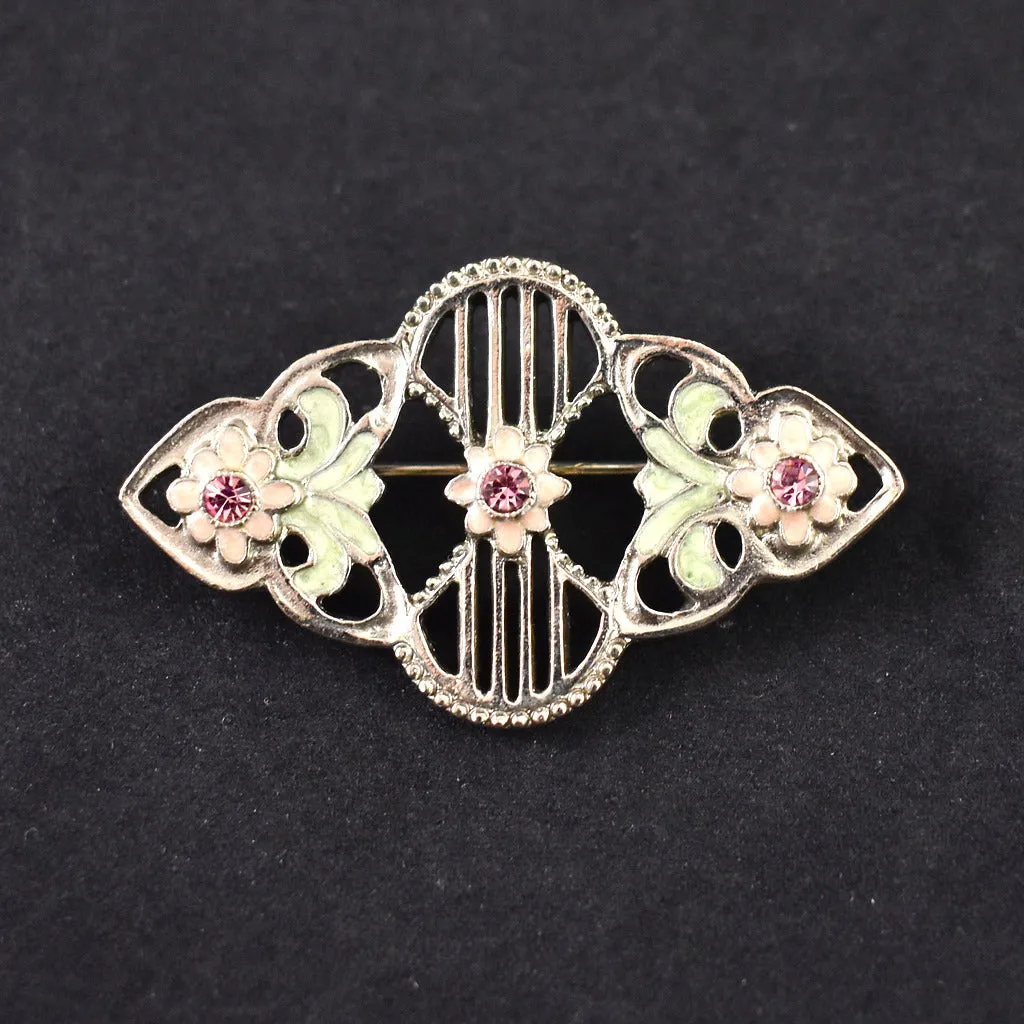 Enamel & Rhinestone Brooch