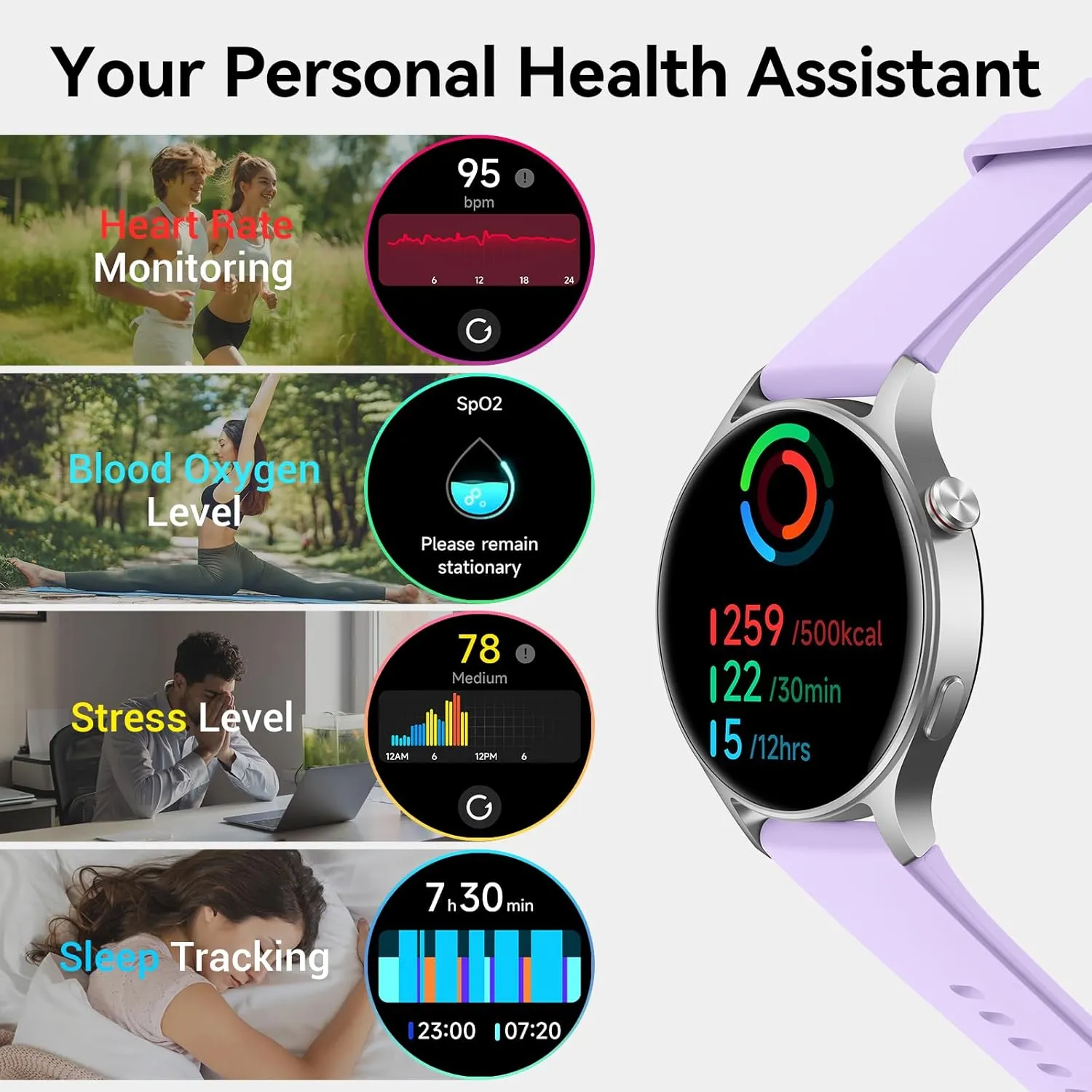 Fitpolo Smart Watch for Women,1.3" AMOLED Touchscreen Fitness Tracker, Make/Answer Calls, Heart Rate SpO2 Monitor, IP68 Waterproof, Sleep & Activity Tracking Smartwatch for Android Phones iPhone