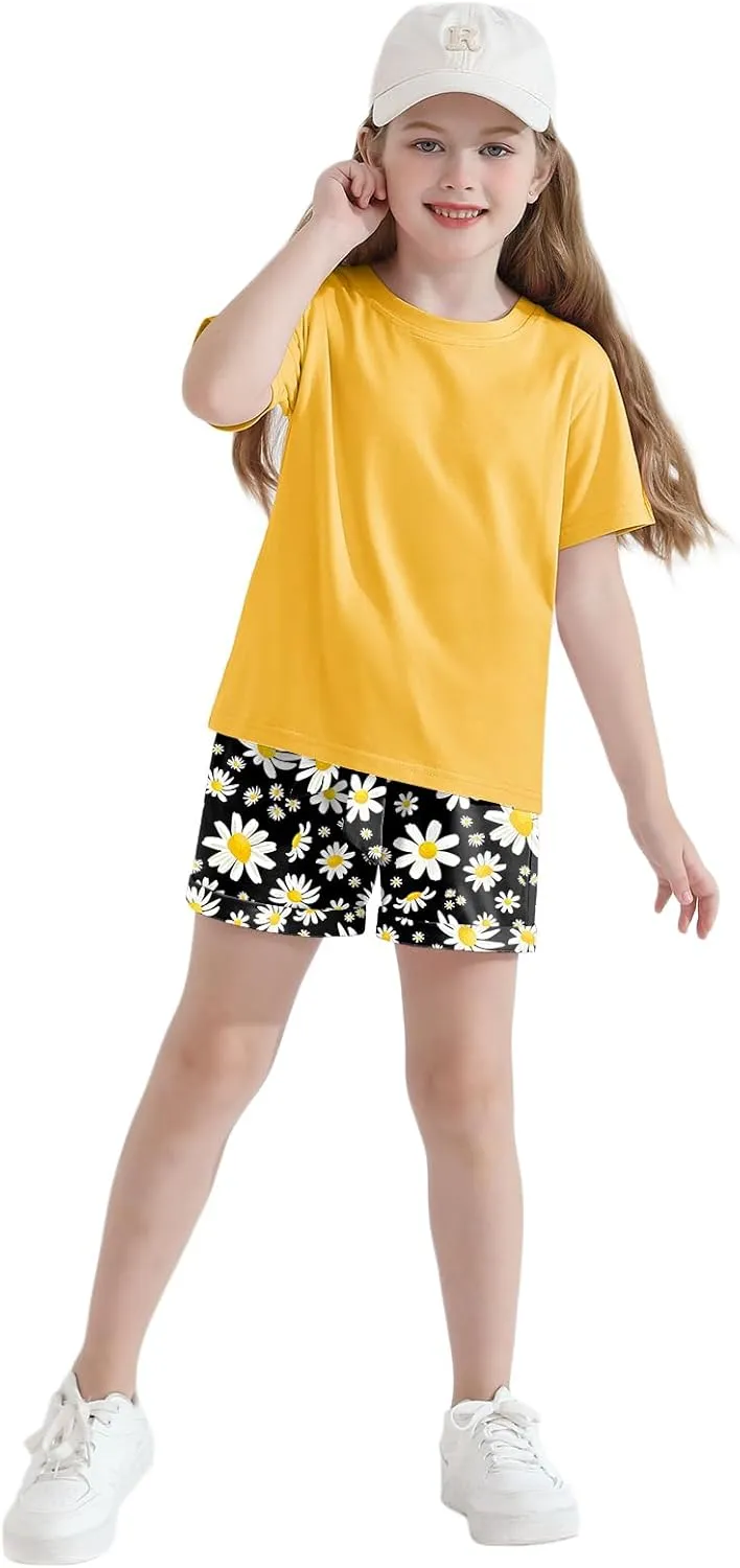 Girls Clothes Two Piece Tie Dye Summer Vacation Outfits Clothing Shirt and Shorts Matching Sets for Girls 4-13 Years