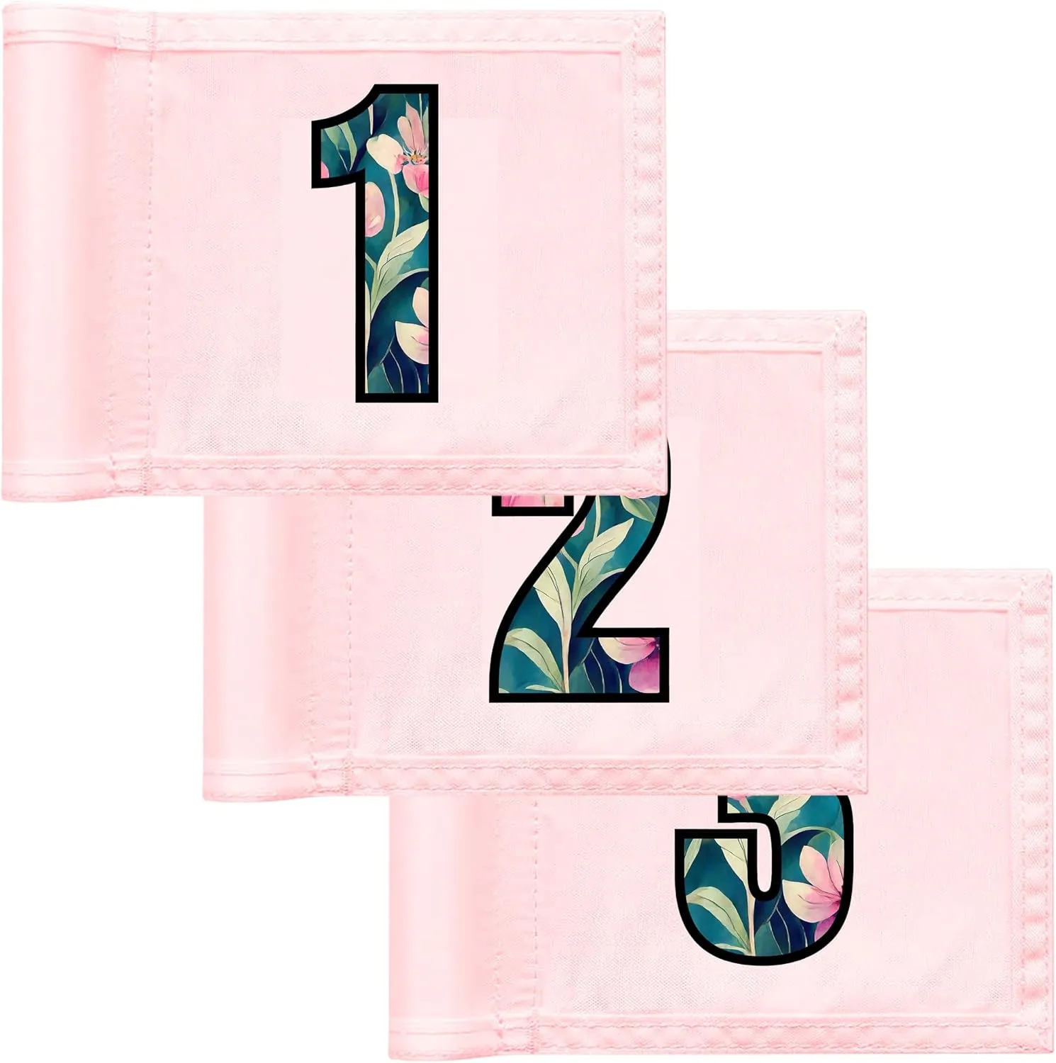 Golf Flag 8x6 Inch  420D Nylon Double-Sided Mini Pin Flag with Tube Inset, Practice Putting Green Flags for Yard (Numbered Pink - Set of 3)