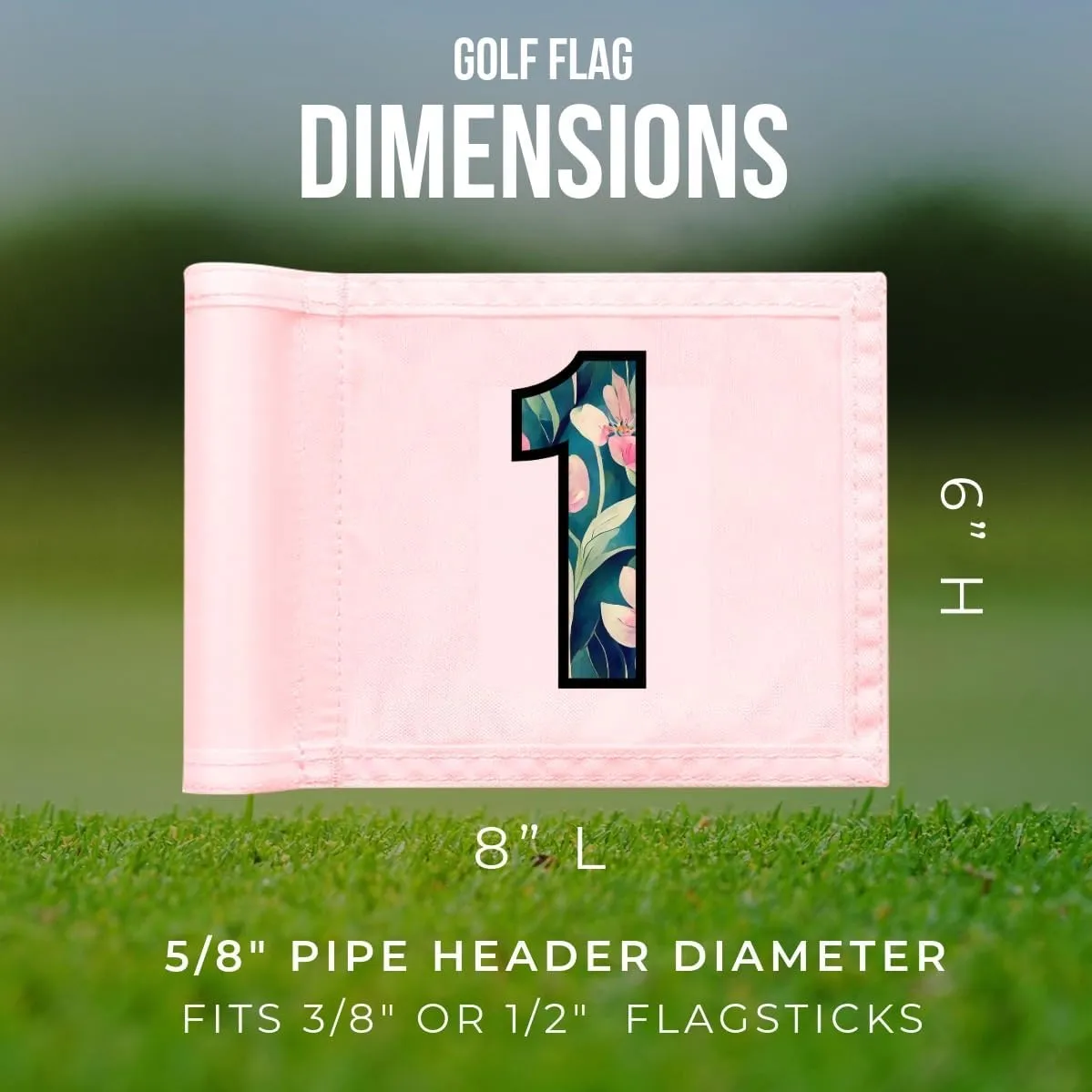 Golf Flag 8x6 Inch  420D Nylon Double-Sided Mini Pin Flag with Tube Inset, Practice Putting Green Flags for Yard (Numbered Pink - Set of 3)